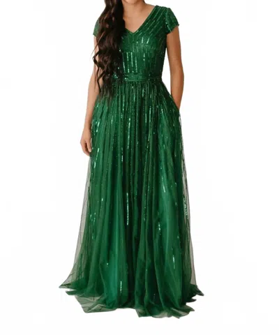 Paul Rekhi Maggie Gown In Emerald Green In Green