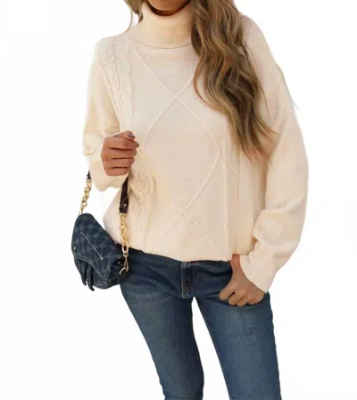 Epretty Cable Knit Turtle Neck Sweater In Beige In Neutral