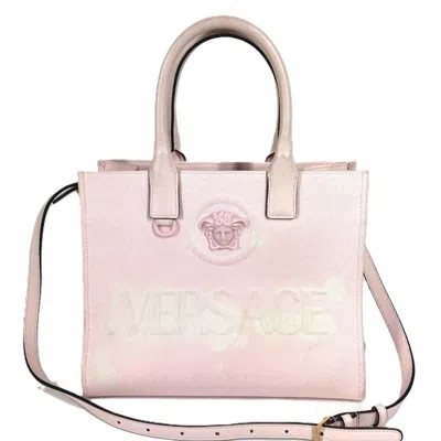 Pre-owned Versace Leather Canvas Handbag Pouch Shoulder Bag Tote Bag () In Pink