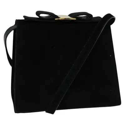 Pre-owned Ferragamo Vala Shoulder Bag Suede Suede Shoulder Bag Bag () In Black