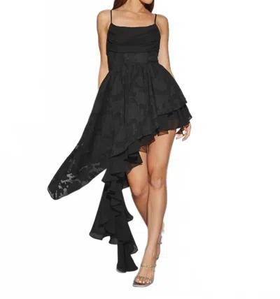 Mustard Seed Unbalanced Ruffle Dress In Black In Black