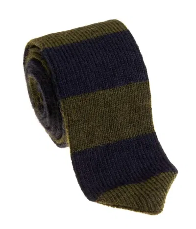 Pacific Silk Wool Stripe Knit Tie In Olive/navy In Multi