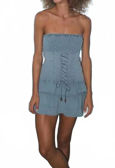 Cotton Natural Bora Bora Corset Dress In Grey In Blue