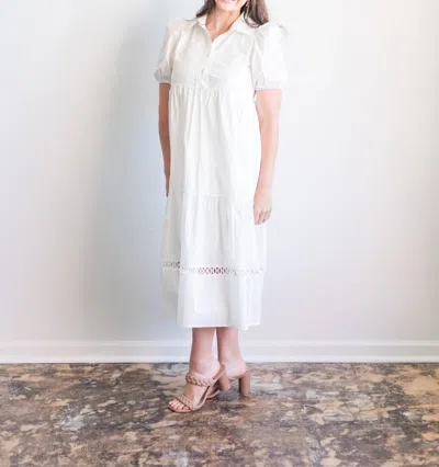 Tcec Birdie Collared Midi Dress In White In White