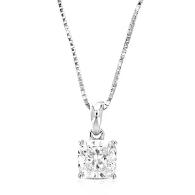Vir Jewels 1 Cttw Cushion Lab Grown Diamond Solitaire Pendant Necklace In 14k Gold With Chain For Women In Silver