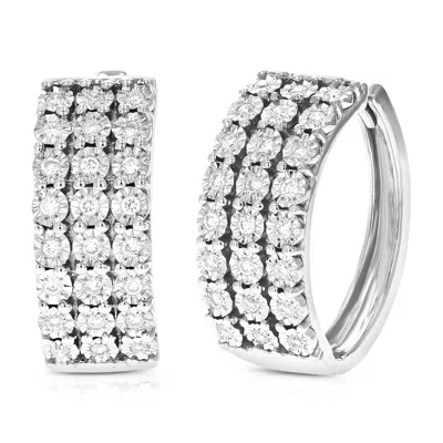 Vir Jewels 1/4 Cttw Lab Grown Diamond Hoops Earrings In Sterling Silver With Hidden Post For Women In Silver