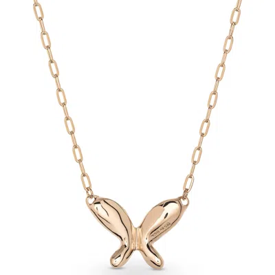 Unode50 18k Gold Plated Metal Alloy Necklace With Small Link Chain And Medium Size Center Butterfly In Gold