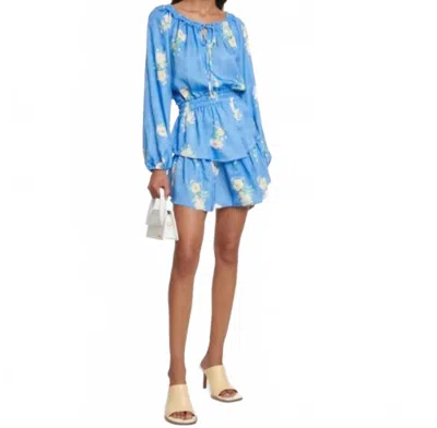 Loveshackfancy Popover Floral Dress In Blueberry Lemonade In Blue
