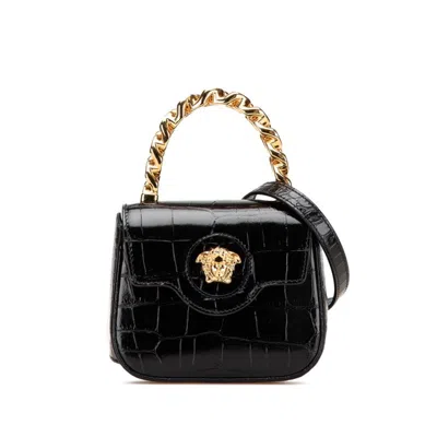 Pre-owned Versace Gold Leather Handbag Shoulder Bag () In Multi