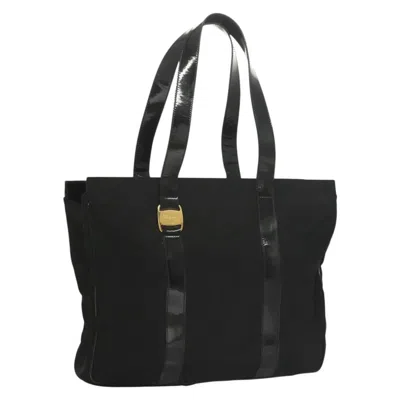 Pre-owned Ferragamo Vala Tote Nylon Nylon Tote Bag Bag () In Black