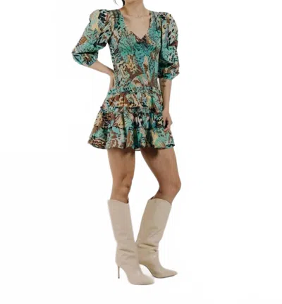Love The Label Audrey Long Sleeve Mini Dress In Born To Fly Print In Blue