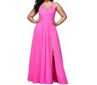 Faviana Dakota Gown In Hot Pink In Pink