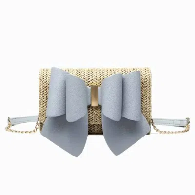 Like Dreams Women's Bonnie Straw Wallet Bowtie Crossbody Bag In Blue In Blue