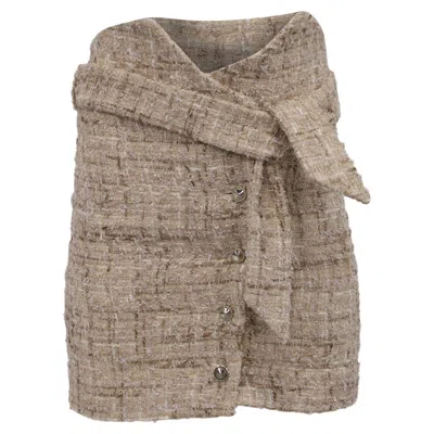 Iro Tomia Belted Tweed Mini Skirt In Beige Acrylic In Neutral