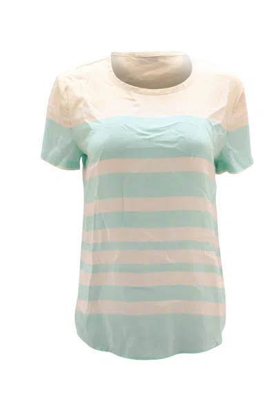 Equipment Stripe Pattern Riley T-shirt In White Print Silk In Multi