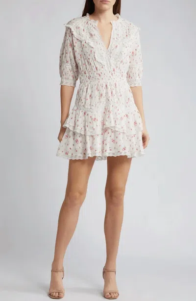 Loveshackfancy Clovis Mini Dress In Carmine Roses In Pink