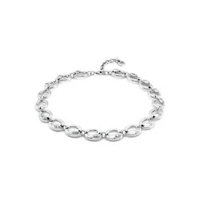 Unode50 Sterling Silver-plated Metal Alloy Necklace With Medium Circle Of Lifes In Silver