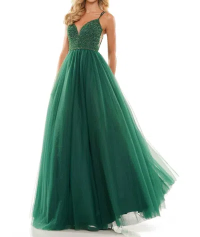 Colors Dress Arianna Gown In Emerald Green In Green
