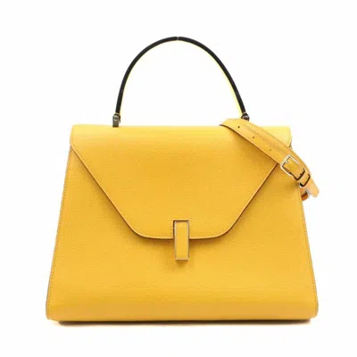 Pre-owned Valextra Leather Handbag Shoulder Bag () In Yellow