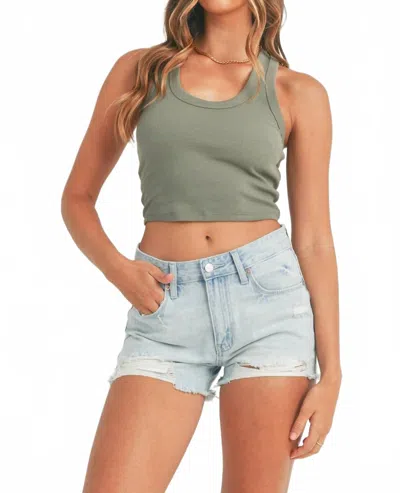 Just Black Denim Light Distressed Denim High Waisted Short In Blue In Green