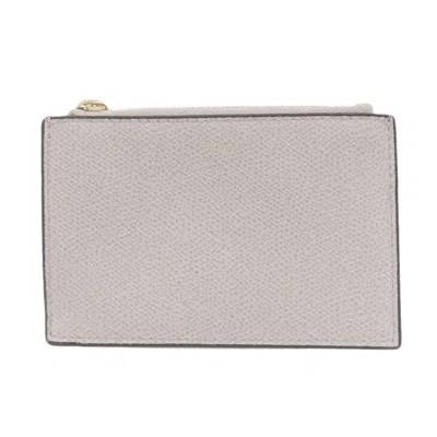 Pre-owned Valextra Leather Coin Purse/coin Case () In Gray