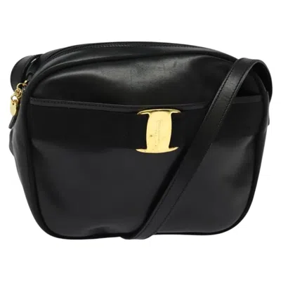 Pre-owned Ferragamo Vala Shoulder Bag Leather Leather Shoulder Bag Bag () In Black