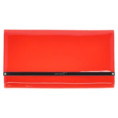 Jimmy Choo Flap Clutch Bag In Red Patent Leather In Red
