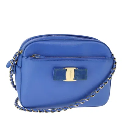Pre-owned Ferragamo Vala Shoulder Bag Leather Leather Shoulder Bag Bag () In Blue