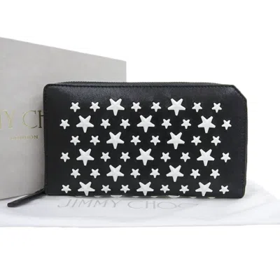Pre-owned Jimmy Choo Leather Long Wallet (bi-fold) () In Black
