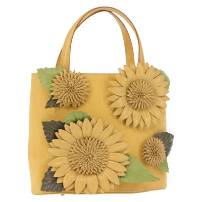 Pre-owned Ferragamo Flower Tote Canvas Canvas Tote Bag Bag () In Yellow