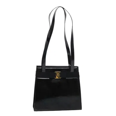 Pre-owned Ferragamo Vala Shoulder Bag Patent Leather Patent_leather Shoulder Bag Bag () In Black