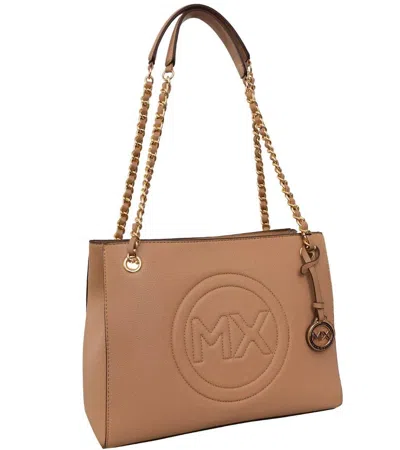 Max Studio Women's Pebble Grain Double Handle Chain Tote Bag In Tan In Multi