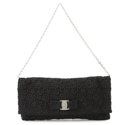 Pre-owned Ferragamo Cotton Shoulder Bag () In Black