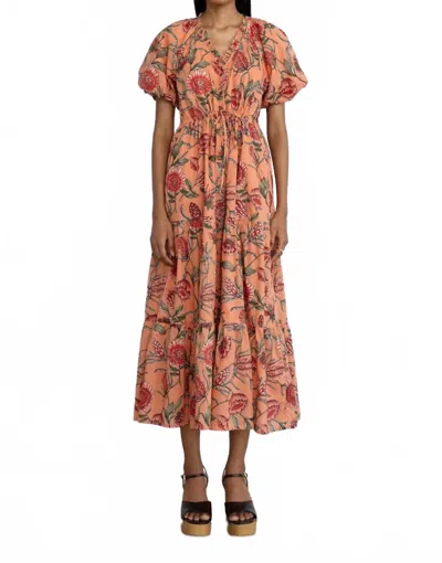 Banjanan Poppy Midi Dress In Protea Crabapple In Brown
