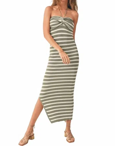 Miou Muse Striped Knot Maxi Dress In Sage In Green