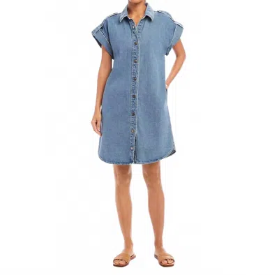 Karen Kane Cap Sleeve Shirtdress In Denim In Blue
