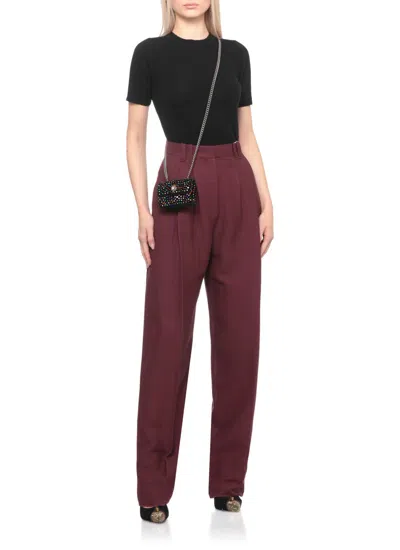 Kurt Geiger Shoulder Bag Velvet Pattern Rhinestone Detail In Black