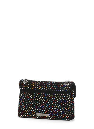 Kurt Geiger Shoulder Bag Velvet Pattern Rhinestone Detail In Black