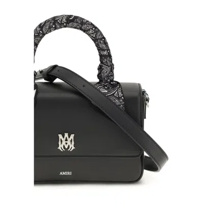 Amiri Black Calf Leather Bos Taurus Shoulder Bag In Black