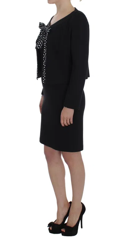 Bencivenga Black Stretch Sheath Dress & Sweater Women's Set In Black