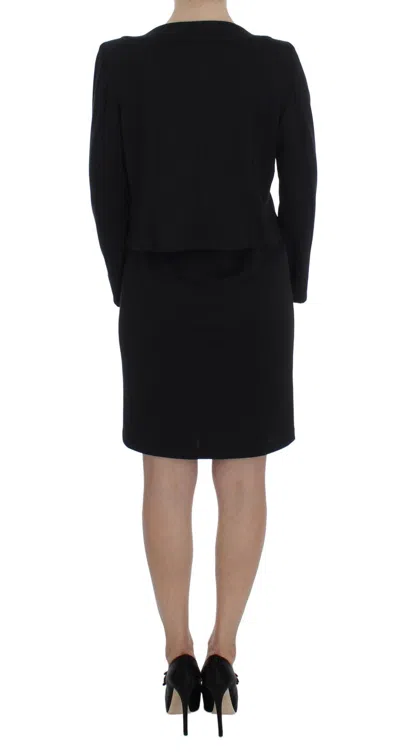 Bencivenga Black Stretch Sheath Dress & Sweater Women's Set In Black