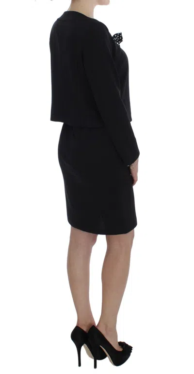 Bencivenga Black Stretch Sheath Dress & Sweater Women's Set In Black