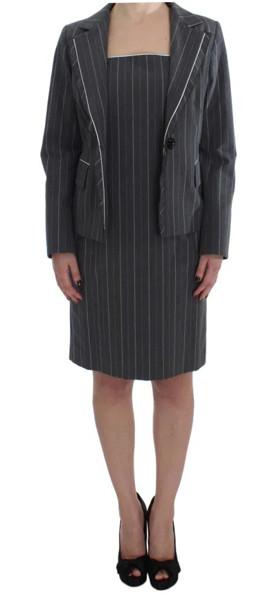 Bencivenga Gray Stretch Suit Sheath Dress & Blazer Women's Set In Gray