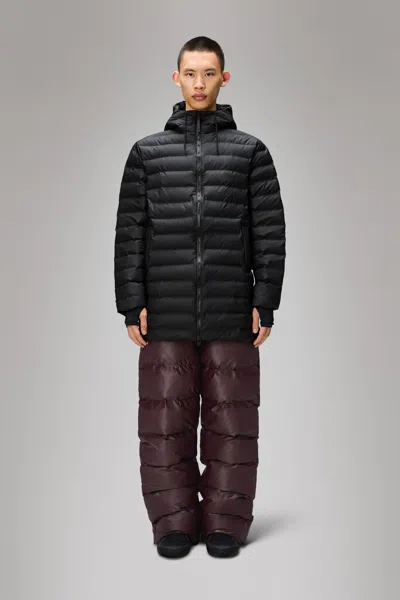 Rains Lohja Long Puffer Jacket In Black
