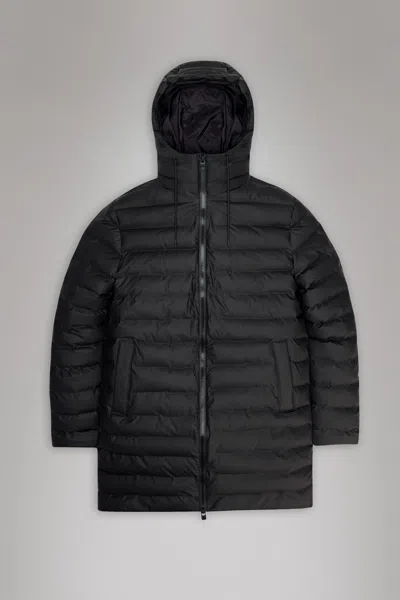 Rains Lohja Long Puffer Jacket In Black