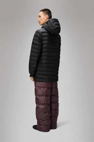 Rains Lohja Long Puffer Jacket In Black