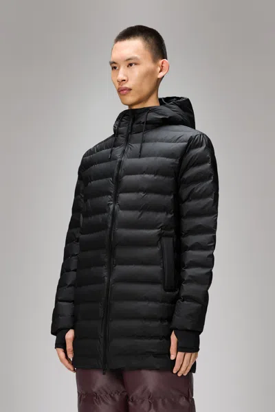 Rains Lohja Long Puffer Jacket In Black
