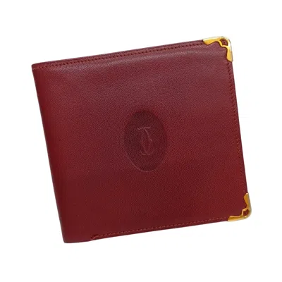 Pre-owned Cartier Bordeaux Leather Long Bill Wallet (bi-fold) () In Burgundy