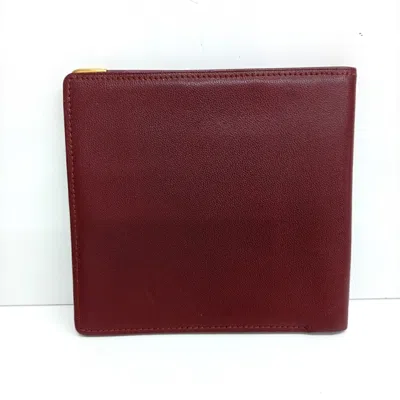Pre-owned Cartier Bordeaux Leather Long Bill Wallet (bi-fold) () In Burgundy