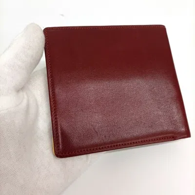 Pre-owned Cartier Bordeaux Leather Long Bill Wallet (bi-fold) () In Burgundy